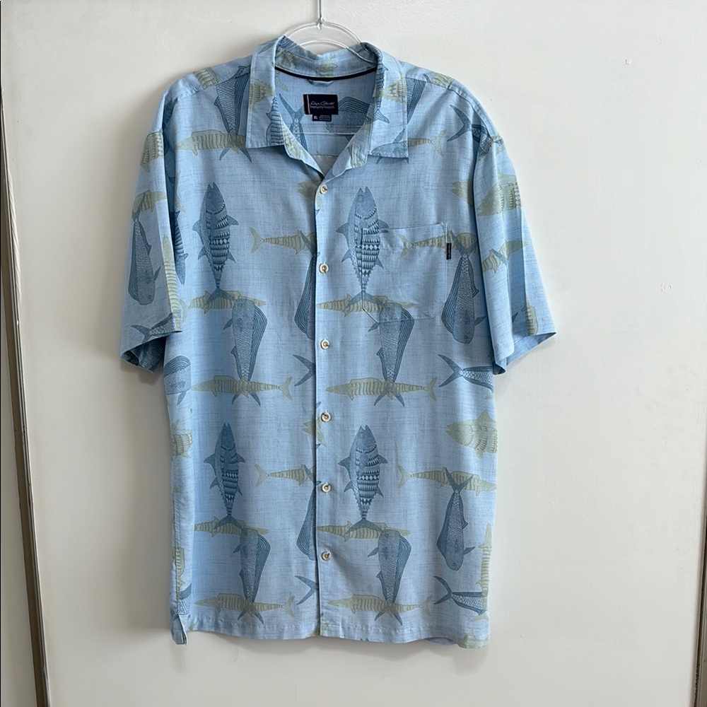 Jack O'Neill Collection- Blue Casual Button Down Shirt with Fish Print